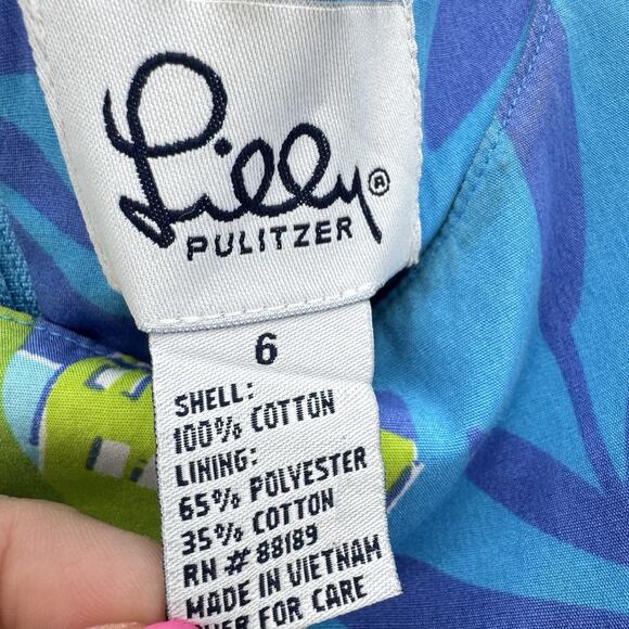 Lilly Pulitzer Negresco Serenade Frog Palm Shift Dress Size 6 White Label Resort - Picture 2 of 12